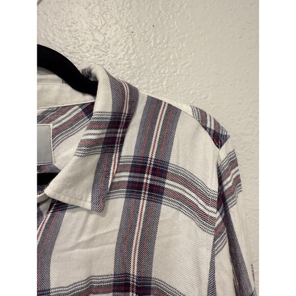 Rails Hunter Plaid Long Sleeve Button Down Top White Red Navy Medium Super Soft - Picture 5 of 8